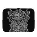 Black And White Odin With Wolfs Print Laptop Sleeve