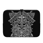 Black And White Odin With Wolfs Print Laptop Sleeve