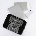Black And White Odin With Wolfs Print Laptop Sleeve