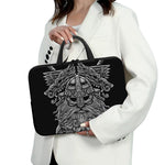 Black And White Odin With Wolfs Print Laptop Sleeve With Handle