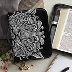 Black And White Odin With Wolfs Print Leather Bible Cover