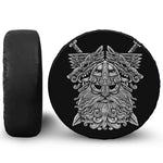 Black And White Odin With Wolfs Print Leather Spare Tire Cover