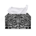 Black And White Odin With Wolfs Print Leather Tissue Box Cover