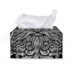 Black And White Odin With Wolfs Print Leather Tissue Box Cover