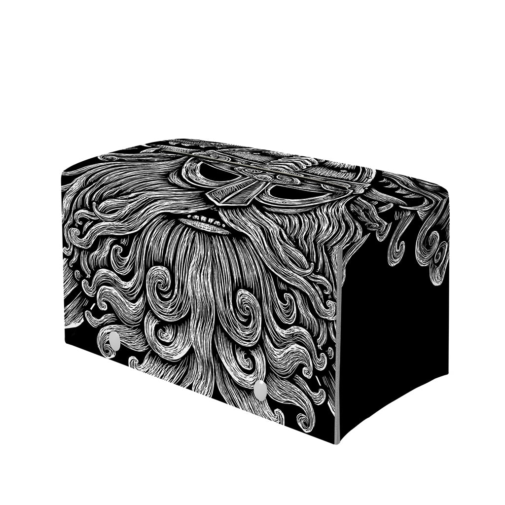 Black And White Odin With Wolfs Print Leather Tissue Box Cover