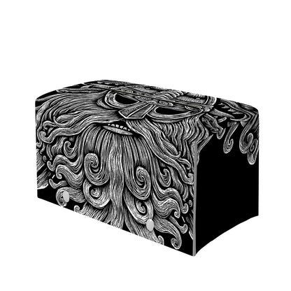 Black And White Odin With Wolfs Print Leather Tissue Box Cover