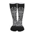 Black And White Odin With Wolfs Print Long Socks