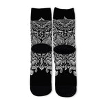 Black And White Odin With Wolfs Print Long Socks