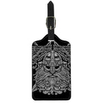 Black And White Odin With Wolfs Print Luggage Tag
