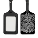 Black And White Odin With Wolfs Print Luggage Tag