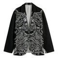 Black And White Odin With Wolfs Print Men's Blazer