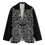 Black And White Odin With Wolfs Print Men's Blazer