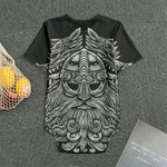 Black And White Odin With Wolfs Print Men's Bodysuit