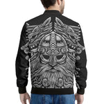 Black And White Odin With Wolfs Print Men's Bomber Jacket