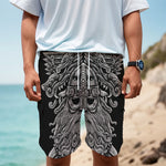 Black And White Odin With Wolfs Print Men's Cargo Shorts