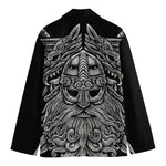 Black And White Odin With Wolfs Print Men's Cotton Blazer