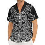 Black And White Odin With Wolfs Print Men's Deep V-Neck Shirt