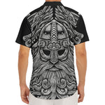 Black And White Odin With Wolfs Print Men's Deep V-Neck Shirt