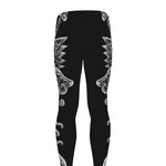 Black And White Odin With Wolfs Print Men's leggings