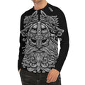 Black And White Odin With Wolfs Print Men's Long Sleeve Rash Guard