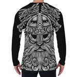 Black And White Odin With Wolfs Print Men's Long Sleeve T-Shirt