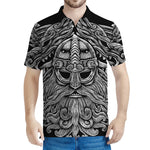 Black And White Odin With Wolfs Print Men's Polo Shirt