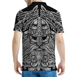 Black And White Odin With Wolfs Print Men's Polo Shirt