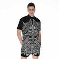 Black And White Odin With Wolfs Print Men's Romper