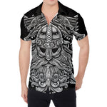 Black And White Odin With Wolfs Print Men's Shirt
