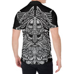 Black And White Odin With Wolfs Print Men's Shirt