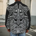 Black And White Odin With Wolfs Print Men's Shirt Jacket