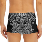 Black And White Odin With Wolfs Print Men's Short Boxer Briefs