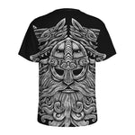 Black And White Odin With Wolfs Print Men's Sports T-Shirt