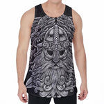 Black And White Odin With Wolfs Print Men's Velvet Tank Top