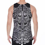 Black And White Odin With Wolfs Print Men's Velvet Tank Top