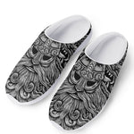 Black And White Odin With Wolfs Print Mesh Casual Shoes