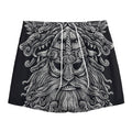 Black And White Odin With Wolfs Print Mesh Shorts