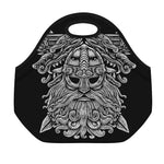 Black And White Odin With Wolfs Print Neoprene Lunch Bag