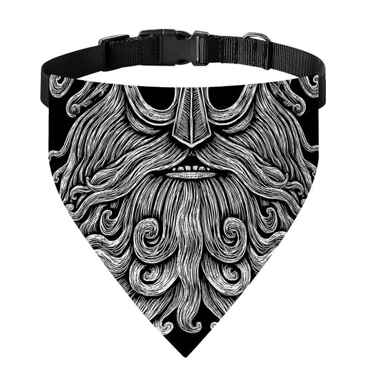 Black And White Odin With Wolfs Print Over The Collar Dog Bandana