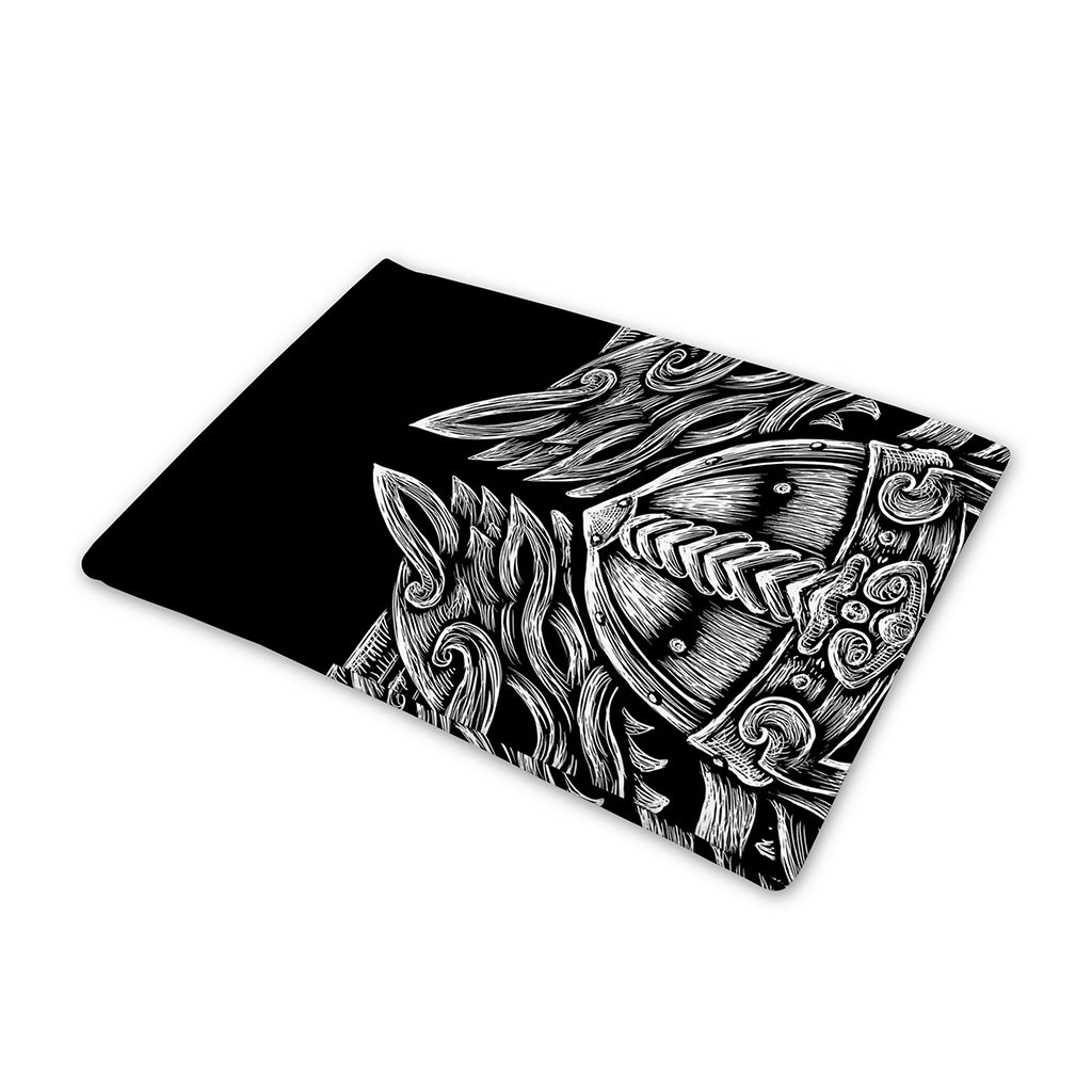 Black And White Odin With Wolfs Print Pet Cooling Mat Cover