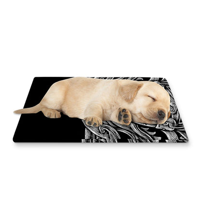 Black And White Odin With Wolfs Print Pet Cooling Mat Cover