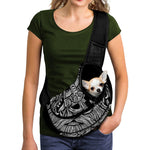 Black And White Odin With Wolfs Print Pet Sling Carrier