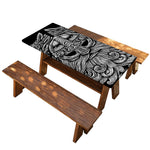 Black And White Odin With Wolfs Print Picnic Table Cover