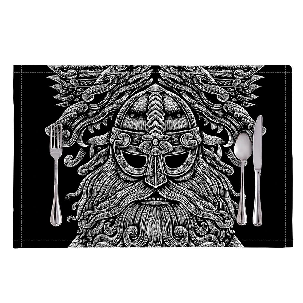 Black And White Odin With Wolfs Print Placemat