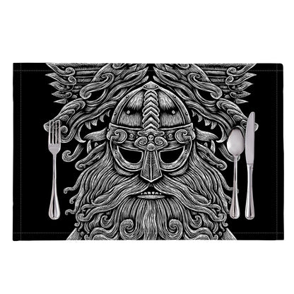 Black And White Odin With Wolfs Print Placemat