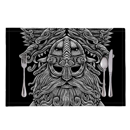 Black And White Odin With Wolfs Print Placemat