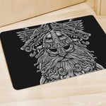 Black And White Odin With Wolfs Print Polyester Doormat