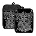 Black And White Odin With Wolfs Print Pot Holders With Pocket