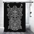 Black And White Odin With Wolfs Print Premium Shower Curtain