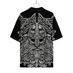 Black And White Odin With Wolfs Print Rayon Hawaiian Shirt